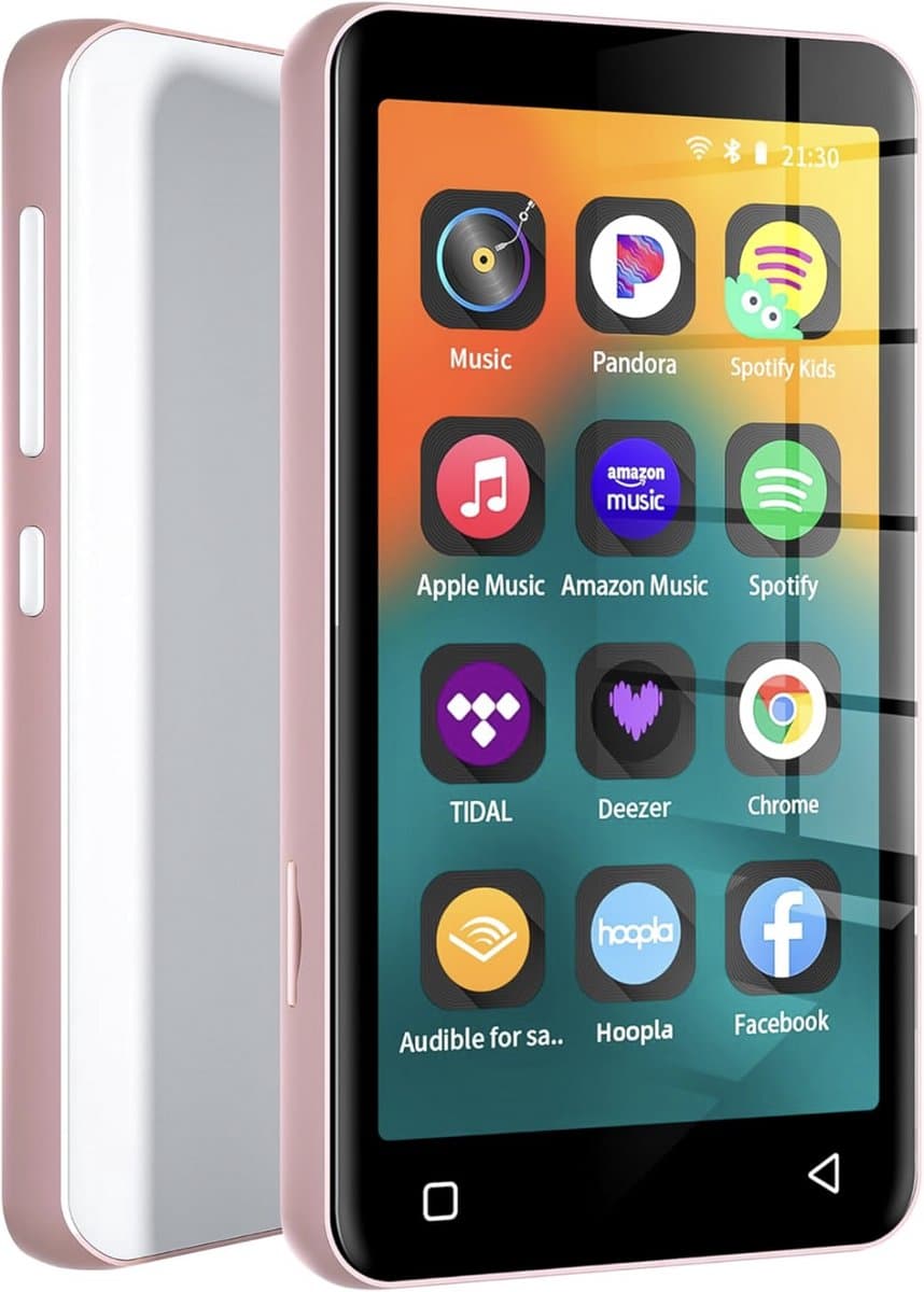 80GB MP3-speler met Bluetooth en Wifi - 4 Inch Touchscreen MP4-speler - Draagbare HiFi Audiospeler met Luidspreker - Geschikt voor Spotify & Luisterboeken - roze wit — afbeelding 1