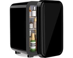ITRONIQ Mini Koelkast 6 Liter - Mini Fridge Voor Skincare Drankjes en Make-up - Koelen en Verwarmen - 220V & 12V Auto - Zwart