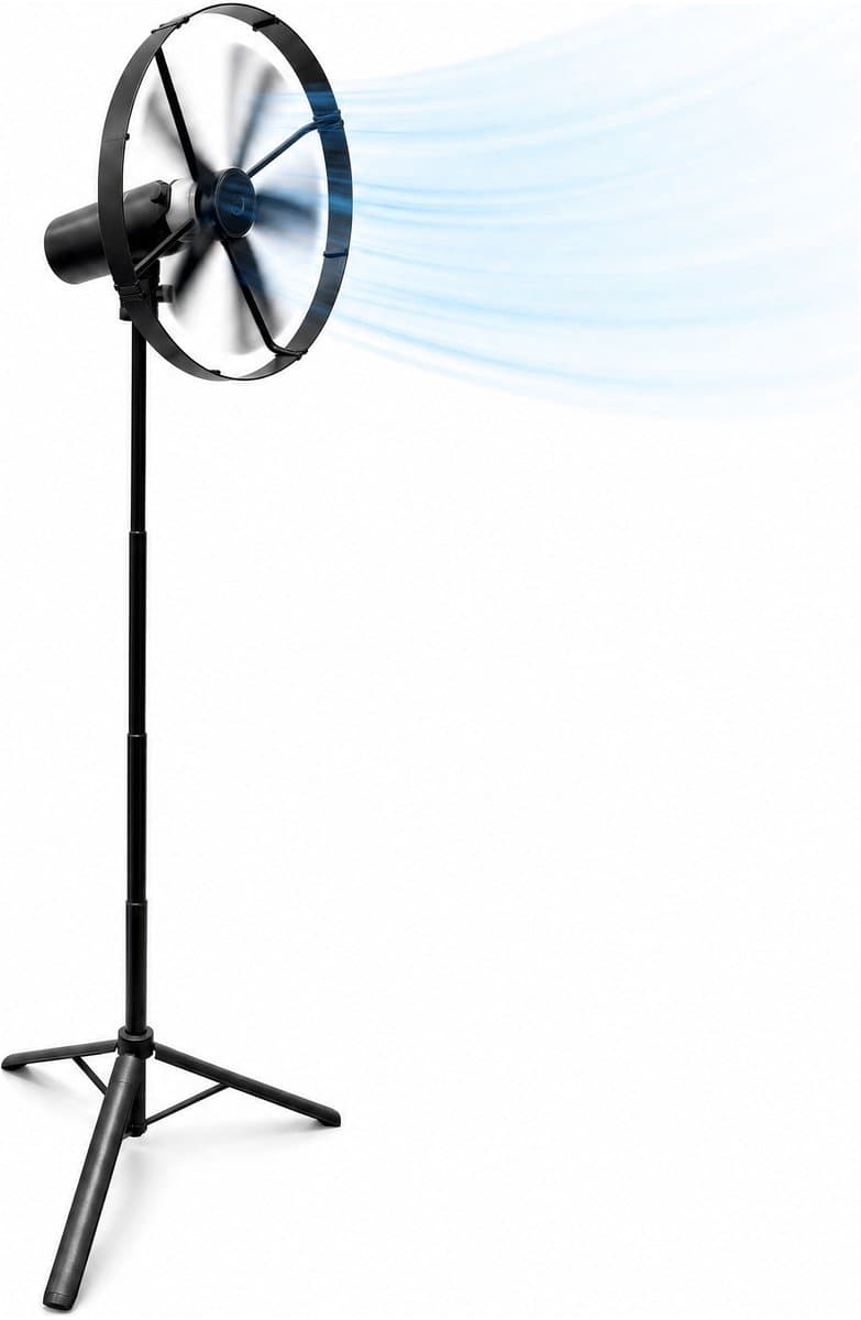 Caliber Draadloze ventilator met Standaard - Kantelbaar en Draaibaar - Fluistertil en krachtig - 2 Standen - Inclusief LED Lamp - 15.000 mAh Accu meegeleverd (CPS-FAN-P) — afbeelding 1