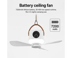 Ventilator Overal Bruikbaar - Timer - USB oplaadbaar 3 Licht en 3 Wind Sterkte - Ophanghaak - Afstandsbediening