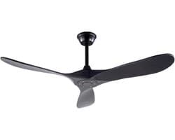 COVREO Plafondventilator 132 cm zwart, 3 bladen houtlook, zonder verlichting