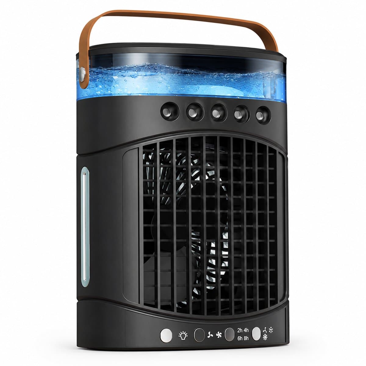 VHV - Ventilatoren - Luchtkoeler - Aircooler - Mobiele luchtkoeler - Torenventilator - Verkoeling - Bladloze ventilator - Oscillerend - Met watervernevelaar - Oplaadbaar - Voor bureau en kantoor - Zwart — afbeelding 1