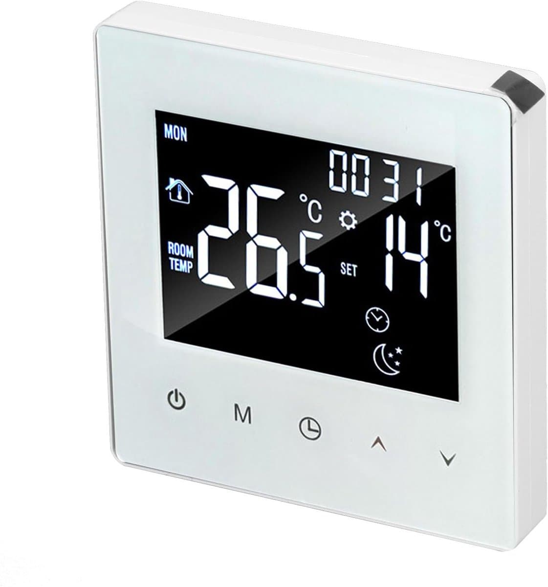 Digitale Thermostaat - Programmeerbare Regelaar - Vloerverwarming Instellen - LCD Weergave - 89 x 86 mm - Wit — afbeelding 1