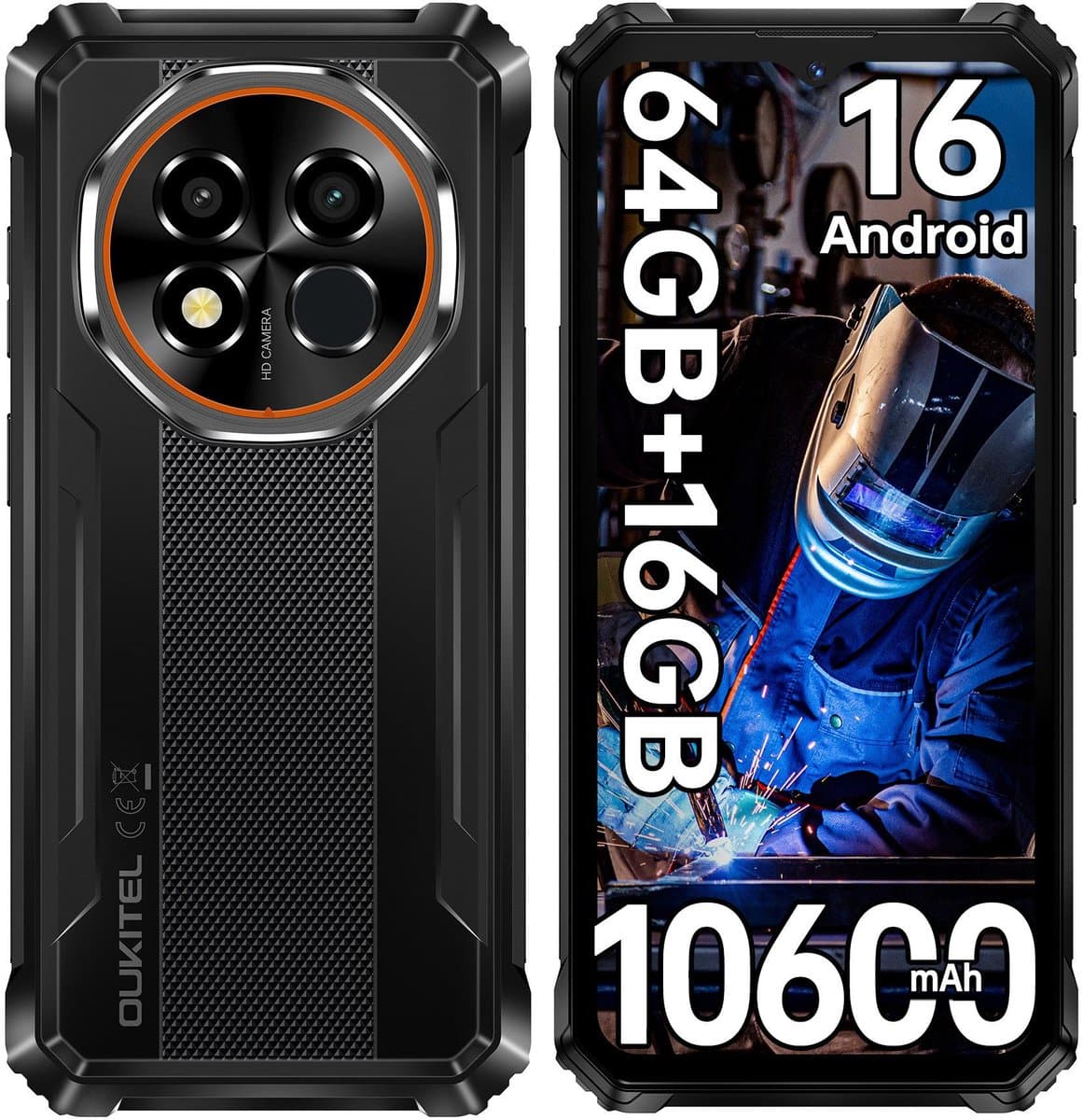 OUKITEL G6 Outdoor Smartphone, 10600mAh, 16GB+64GB, 16MP, IP68 Waterdicht, Android 16, OTG, Dual 4G — afbeelding 1