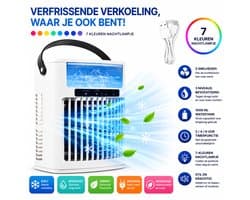 HomeGoodies - Airco - Aircooler - Mini airconditioner - Draagbaar - 7 Kleuren Nachtlamp - Voor Slaapkamer, Kantoor & Camper