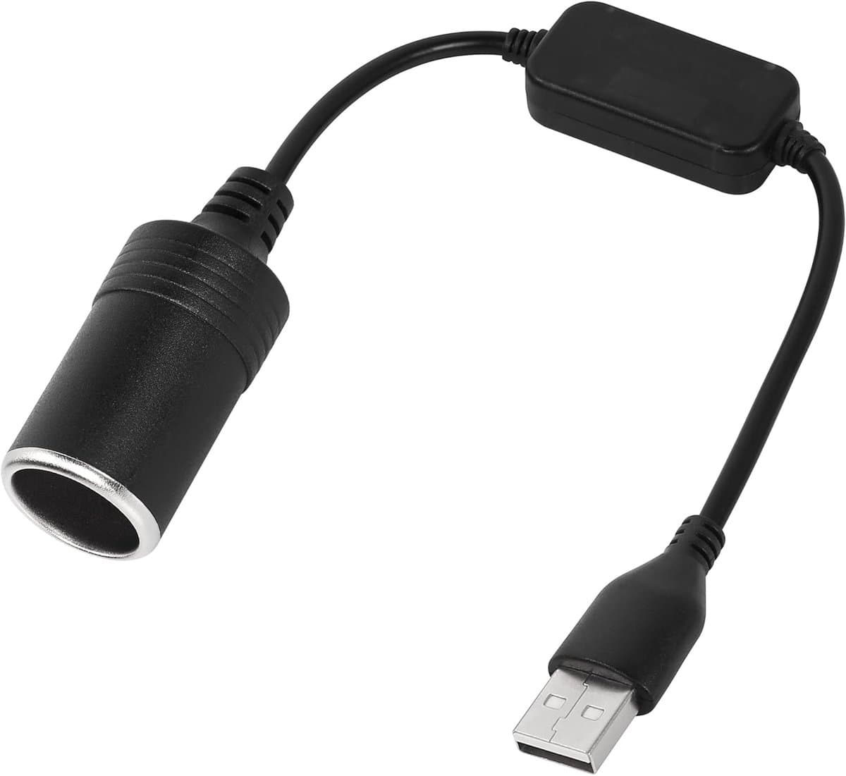 SnelShoppen - USB-A Plug naar 12V Auto Sigarettenaansteker Socket, Voltage Verhoger Converter Kabel voor Dashcam, Elektronische Hond, 5V naar 12V, 0.8 — afbeelding 1