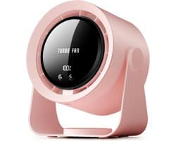 VHV Tafelventilator - Handventilator - Mini Ventilator - Tafelventilator Oplaadbaar - Usb-Bureauventilator Met Led-Display - 5 Instelbare Snelheden - Voor Slaapkamer, Kantoor, Studentenkamer - Roze