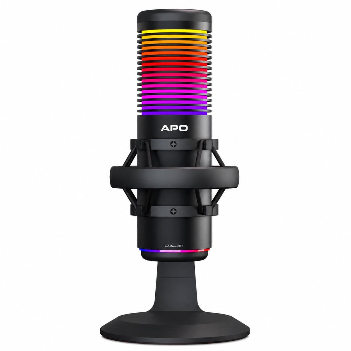 APO Electronics®- APO-1 - Professionele Gaming Microfoon / USB / RGB - Cardioïde Richting / Geschikt voor PS5 PS4 PC XBOX MAC - Voor Podcasts - Streaming - Opnames - Metalen Frame - Zwart — afbeelding 1