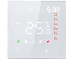 Slimme thermostaat - Smart thermostaat - Waterverwarming - Programmeerbaar - 5+2 / 6+1 - LCD-scherm - Geschikt voor vloerverwarming - Wit