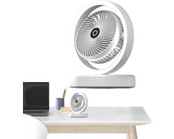 VHV - Ventilator - Tafelventilator - Tafelventilator met Automatische Oscillatie & Nachtlamp - 1800mAh Oplaadbare Ventilator met 270° Zwenkfunctie - Stille Air Circulator voor Bureau en Slaapkamer - Wit
