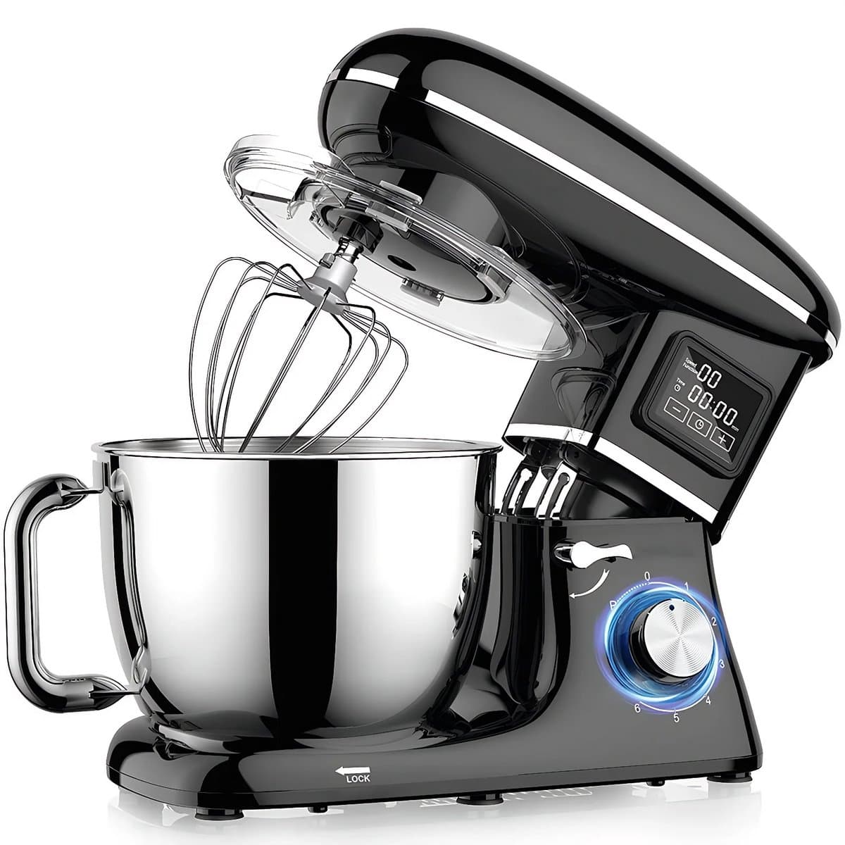 Keukenmachine 1500W - Standmixer 6,5L met LED Display - 6 Snelheden - RVS Mengkom - Zwart — afbeelding 1