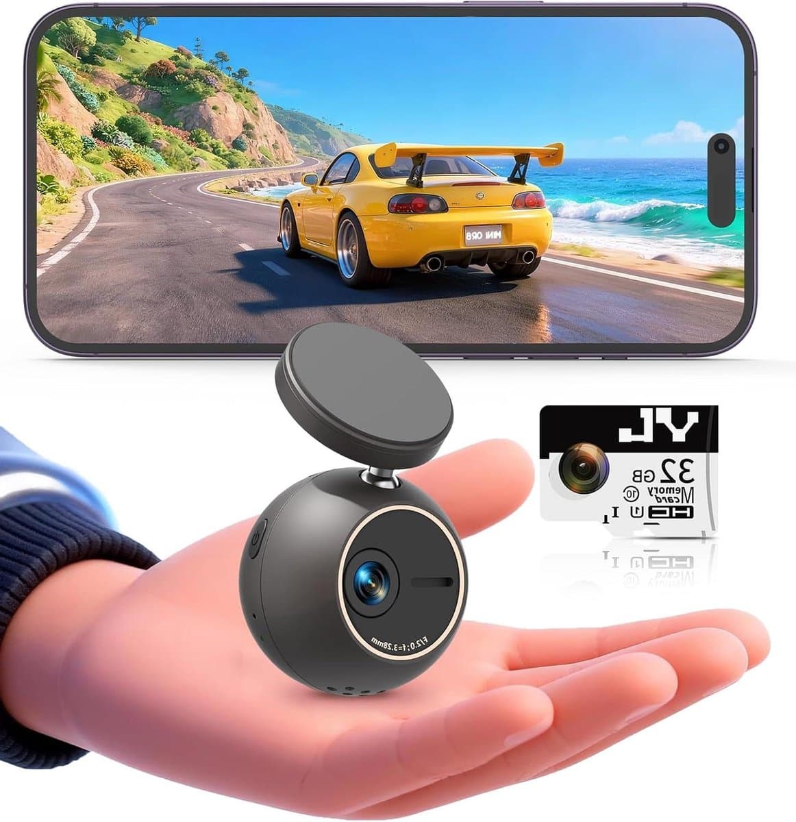Dashcam Auto - Autocamera Videorecorder - Veilig Rijden - 2K Resolutie Spraakbesturing - 32GB SD-kaart - Zwart — afbeelding 1