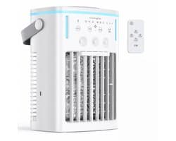 DreamGoods Aircooler - Verkoelen Met Water of IJs - 3-in-1 Luchtkoeler - Koelen, Ventileren & Bevochtigen - 1000ML Watertank - Aircooler met Koelelementen - Air Cooler - Ventilateur - Mobiele Airco - Mini Airco zonder Afvoerslang - Koelventilator