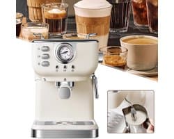 Retro Espressomachine - Koffiezetapparaat - Met Melkschuimer En Stoomdrukregeling - Afneembare Watertank Van 1,5 Liter