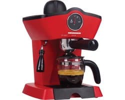 Heinner Retro Effect Espressomachine – 800W – 250 ml Capaciteit – 3,5 bar – Espresso & Cappuccino – Melkopschuimer – Frontale Thermometer – Filter voor 4 Kopjes – Rood