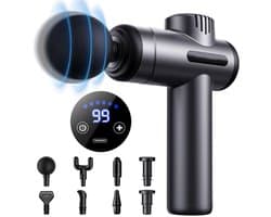 Massage Gun – 99 Snelheden – 8 Opzetstukken – Stil & Draadloos – LCD Touchscreen – Tot 4800 RPM