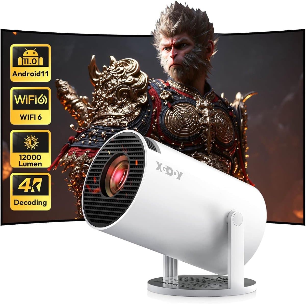 Mini Beamer - Wit - Native 720P HD - Ondersteunt 4K/1080P - Voor Thuisbioscoop — afbeelding 1