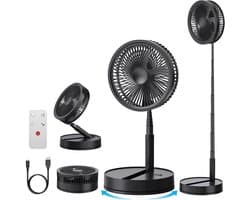 Statiefventilator - Vloerventilator - Zomerkoeling - Staande ventilator - Koeling woonkamer - Hittebestrijding - Verstelbare ventilator - Ventilator met afstandsbediening - Stille ventilator - Draaibare ventilatorkop - Verfrissing binnenlucht - Zwart