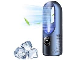 Bladloze ventilator - 6-traps wind- en timerfunctie - koelventilator - USB-multifunctionele conditioner - led-display - bladloze verticale ventilator - geluidsarm - draagbare persoonlijke ventilator voor - Blauw