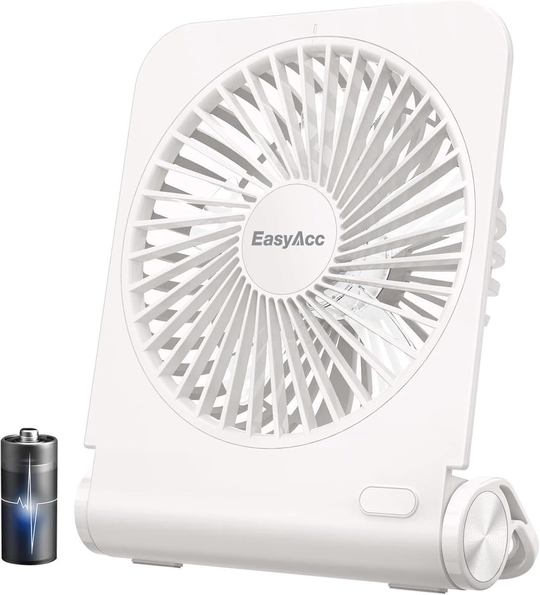 Solvix tafel ventilator geluidloos - Tafelfan - Wit - Oplaadbare 4000 mAh Batterij - Super Stil - Voor Thuis en Kantoor — afbeelding 1