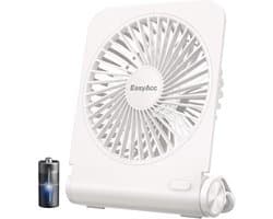 Solvix tafel ventilator geluidloos - Tafelfan - Wit - Oplaadbare 4000 mAh Batterij - Super Stil - Voor Thuis en Kantoor