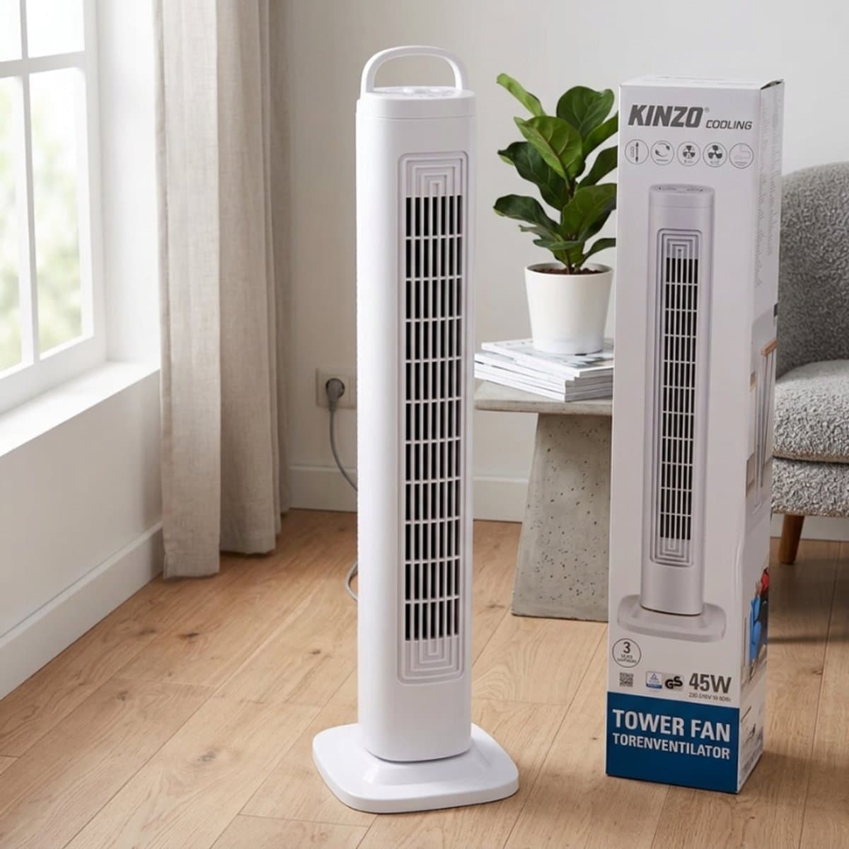 Kinzo Pro® Toren Ventilator 82CM | 3 Snelheden | Oscillerend - Krachtig en stil | Staand Torenventilator — afbeelding 1