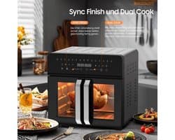 Airfryer – Heteluchtfriteuse – Friteuse – Heteluchtoven – Gezond Koken – 23L XXL Inhoud – Dual-Zone Met Koekprogramma’s & Verlichting
