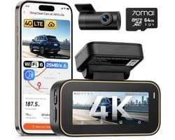 Dashcam voor auto - Zwart - 4K + 1080P Dual Camera - Supercondensator met GPS en Nachtzicht - Voor Personenauto's