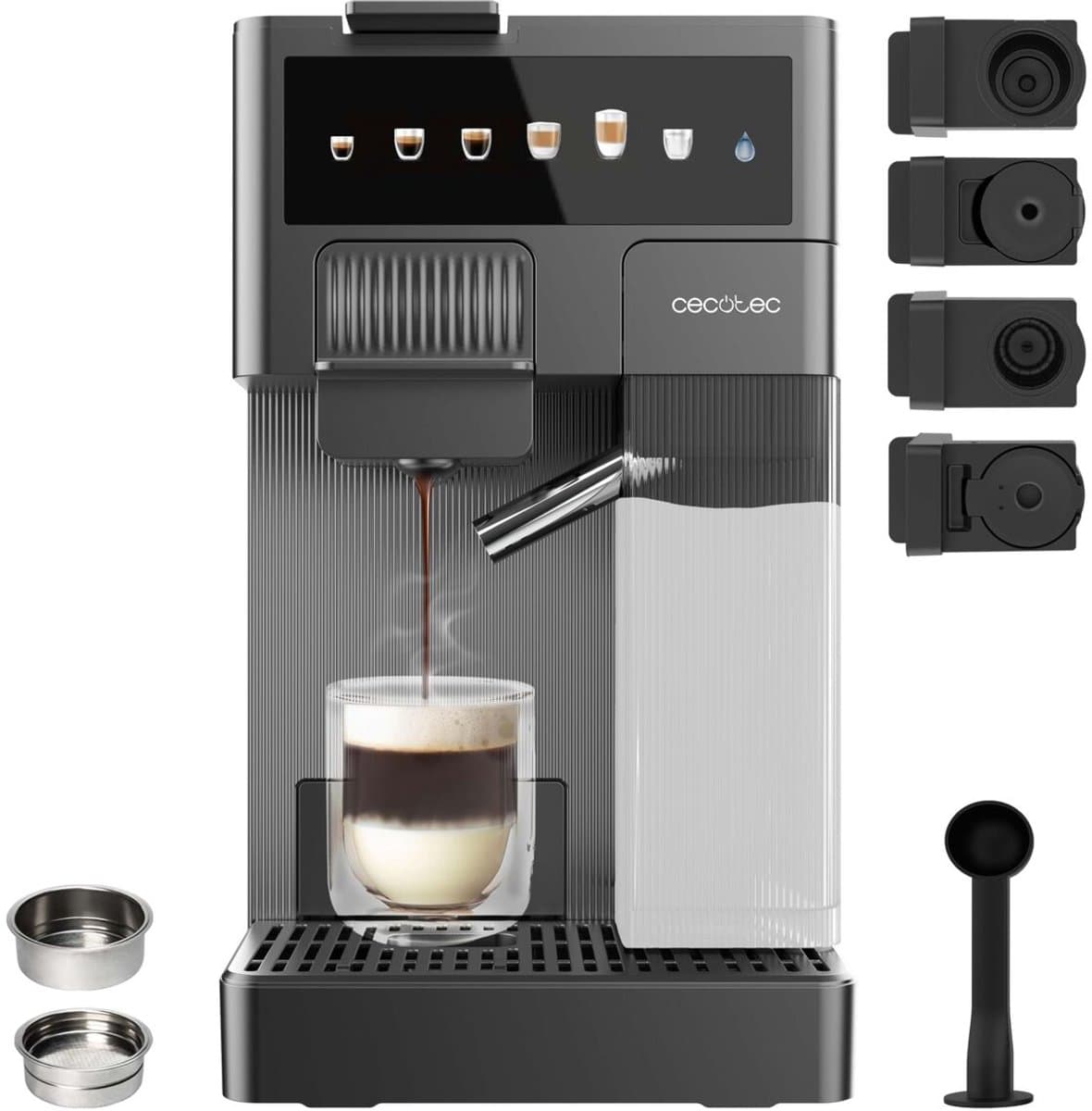 Cecotec FreeStyle Latte T Espresso Machine 1.6L 20bar Black 4in1 Pods & Ground Compatible — afbeelding 1
