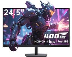 KTC 24,5 Inch 400Hz 360Hz 240Hz Gaming Monitor | Snelle IPS 1ms | FHD 1080P | HDR 400 128% sRGB | HDMI x2, DP x2 | Kantelverstelling Zilver-Grijs VESA 360Hz Monitor H25X7