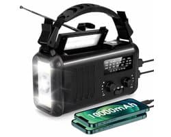 Mexhive® Noodradio met Powerbank 10.000 mAh – Zonne-energie & Dynamo – AM/FM Camping Radio voor Noodpakket & Kamperen