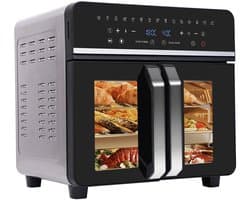 Sensova XXL Airfryer 23L - Heteluchtfriteuse 2200W - Dubbele Zone met 15 Automatische Programma’s en LED Touchscreen - voor het hele Gezin, Bakken, Grillen en Frituren zonder Olie