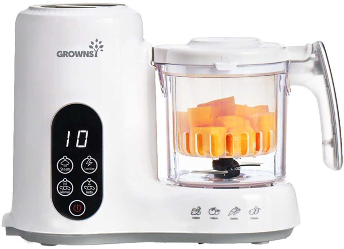 GROWNSY Babyvoedingsbereider met stoommand, stoompan, mixer en sterilisator in één apparaat, BPA-vrij, voor gezonde zelfgemaakte babyvoeding, BPA-vrij — afbeelding 1
