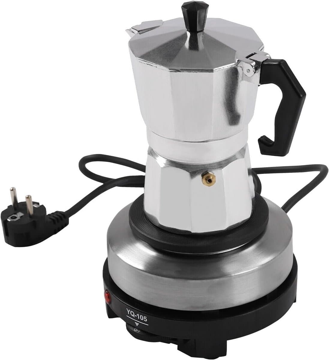 Elektrische Espressomaker Mokka Pot Aluminium voor 3 Kopjes - Wit — afbeelding 1