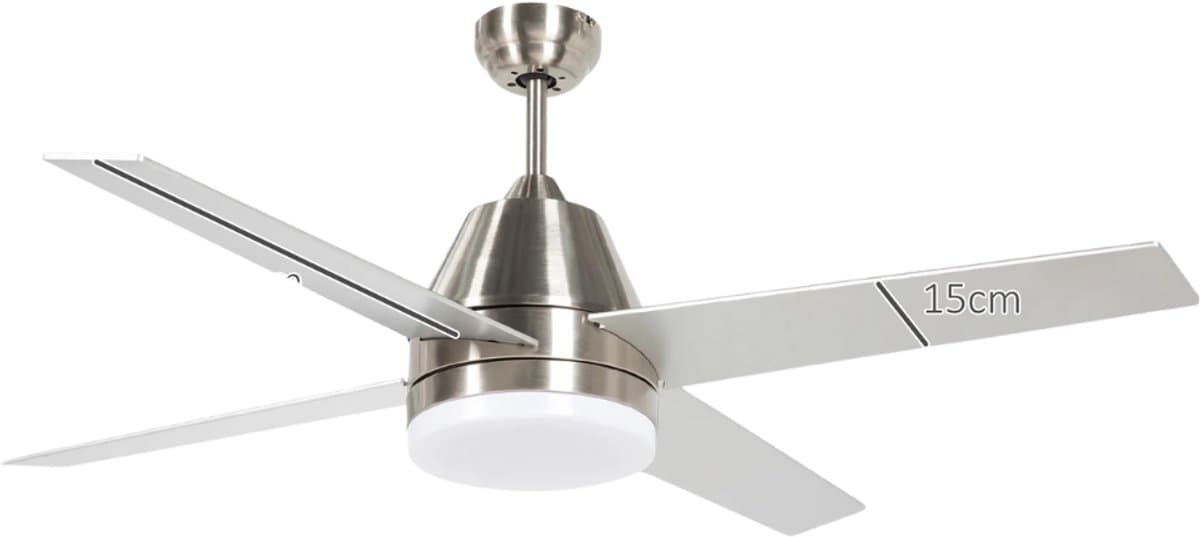 Bovista Plafondventilator - Met Verlichting - Plafond Ventilator - Met Lamp - Plafonniere Met Ventilator - Met Licht - Zilver - 130cm — afbeelding 1