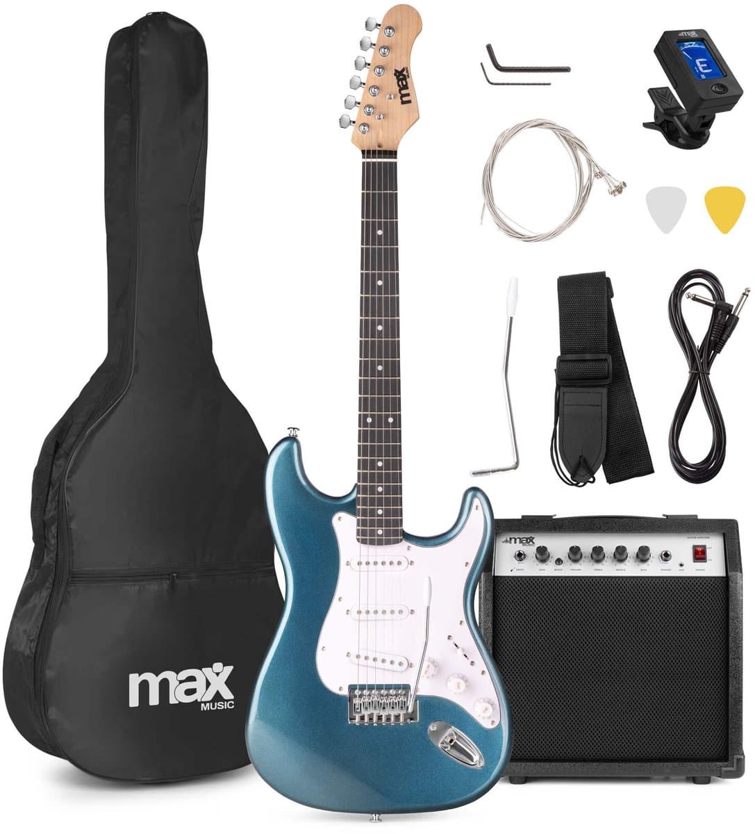 Elektrische gitaar met gitaar versterker - MAX Gigkit - 4/4 - Perfect voor beginners - incl. gitaar stemapparaat, gitaartas en plectrum - Petrol — afbeelding 1