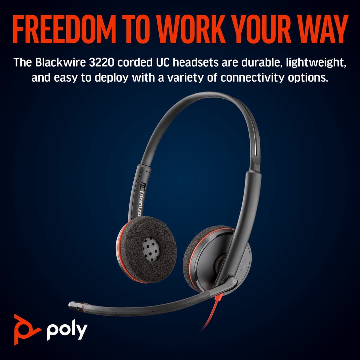 POLY Blackwire 3220 Stereo USB-C Headset + USB-C/A adapter — afbeelding 1