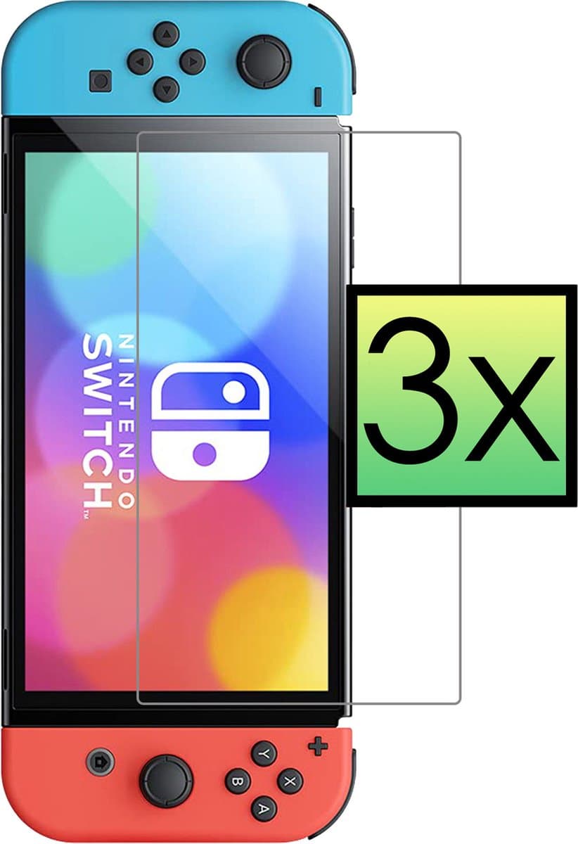 Screenprotector Geschikt voor Nintendo Switch Bescherm Glas Screen Protector - 3 PACK — afbeelding 1