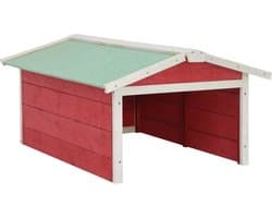 vidaXL - Overkapping - voor - grasmaaier - 72x87x50 - cm - vurenhout - rood - en - wit