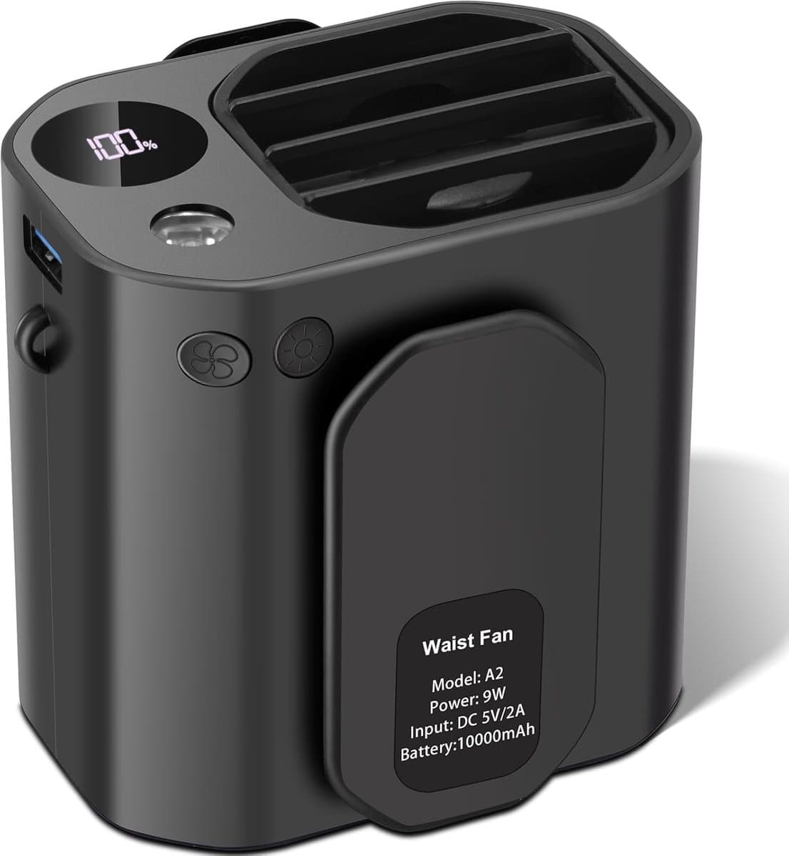 Draagbare clipventilator met 3 snelheden, oplaadbare handsfree nekventilator met 10000mAh batterij, mini-valbestendige ventilator voor gebruik buitenshuis, op bouwplaatsen, boerderijen, op reis en tijdens het vissen. — afbeelding 1