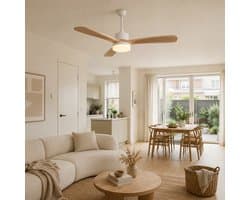 Plafondventilator met Licht 106 cm Houtlook – Stil DC Motor, LED 3 Kleuren & Afstandsbediening