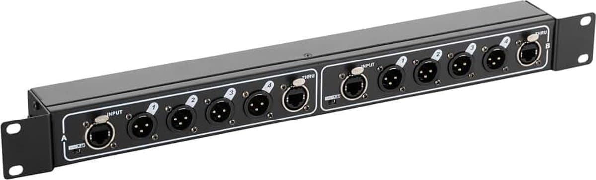 NetCore SR-3M Multicore-Rackbox M/M Dual, Ground/Lift-schakelaar | Rackbox met 2x 4 XLR-aansluitingen (male) en 4x RJ45-aansluiting, Eenvoudige multicore-oplossing, Breedte: 19 inch — afbeelding 1