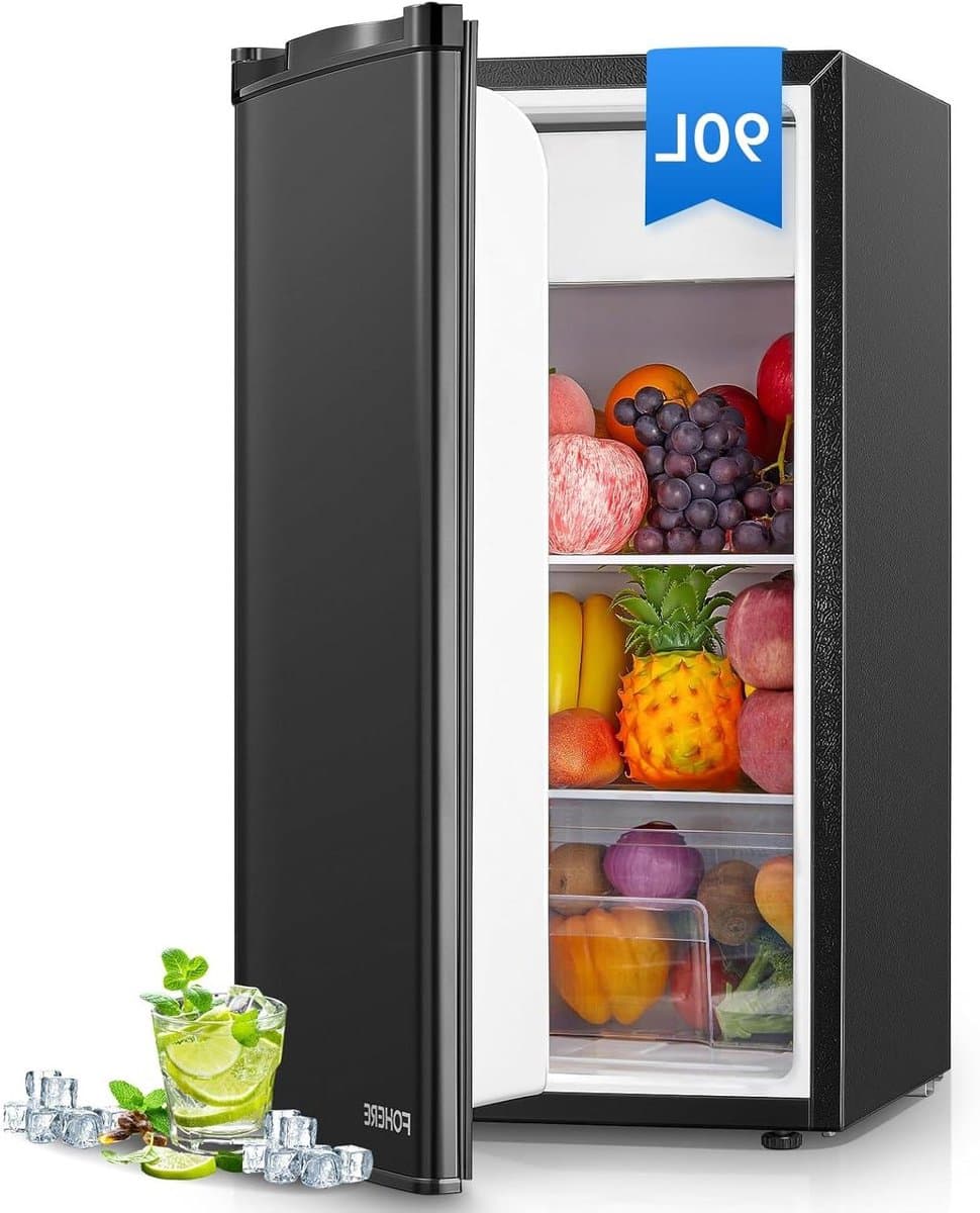 Kleine koelkast met vriesvak - Minikoelkast koelvak - Koude dranken bewaren - Energiezuinig en stil - 90 liter - Zwart — afbeelding 1