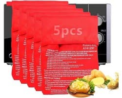 SnelShoppen - 5 Stuks Aardappel Magnetron Zak - Herbruikbare Magnetron Kooktas voor Aardappelen en Maïs - Geschikt voor Snelle Maaltijden Thuis en Op