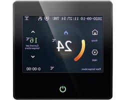 Slimme Thermostaat - Temperatuurregelaar - Energie Besparen - Wifi Bediening - 3.5 Inch Scherm - Zwart