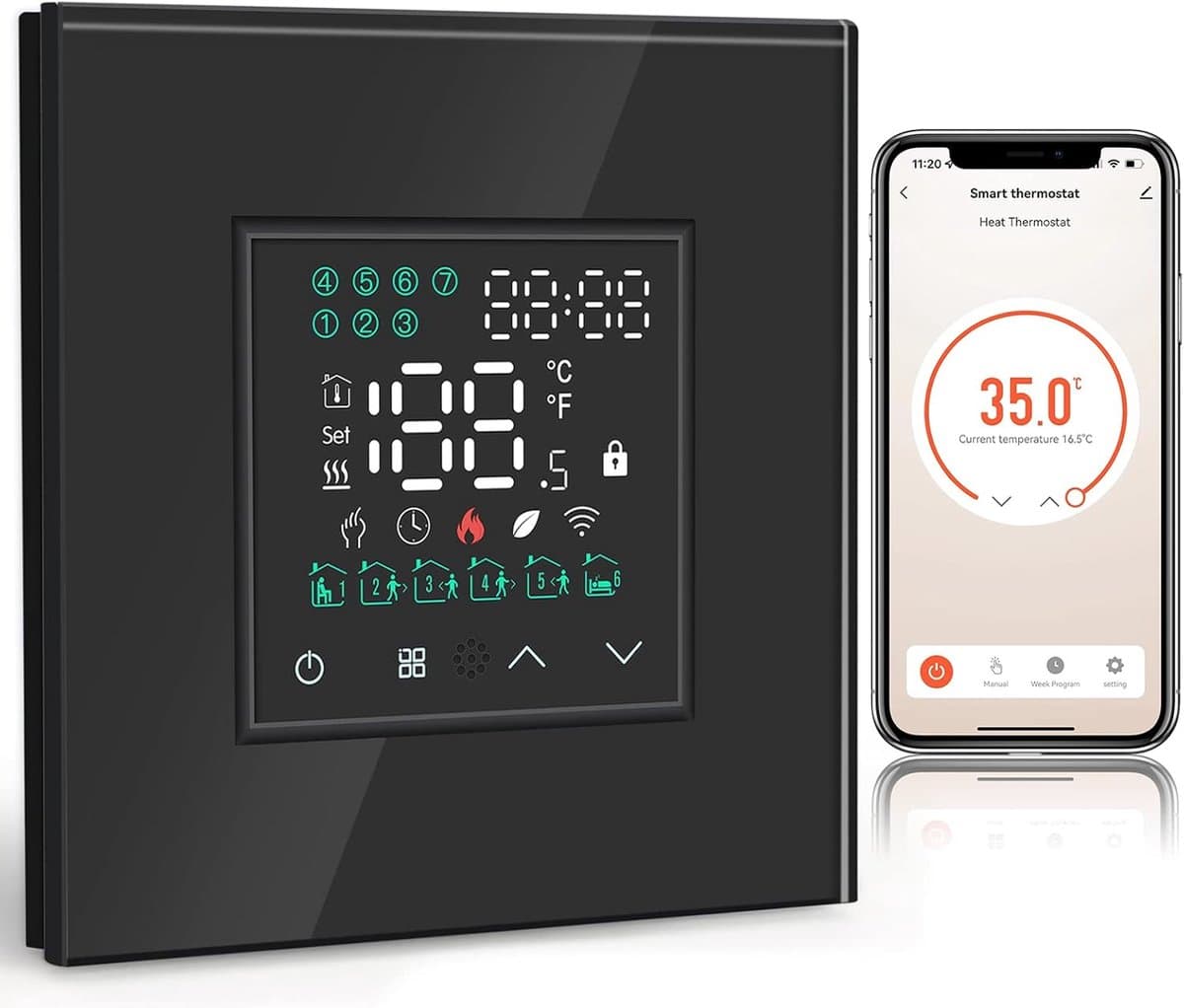 SnelShoppen - Smart Water Thermostat voor Verwarming - Programmeerbare Temperatuurcontroller tot 5A - Wifi Thermostaat met Alexa en Google Home Compat — afbeelding 1