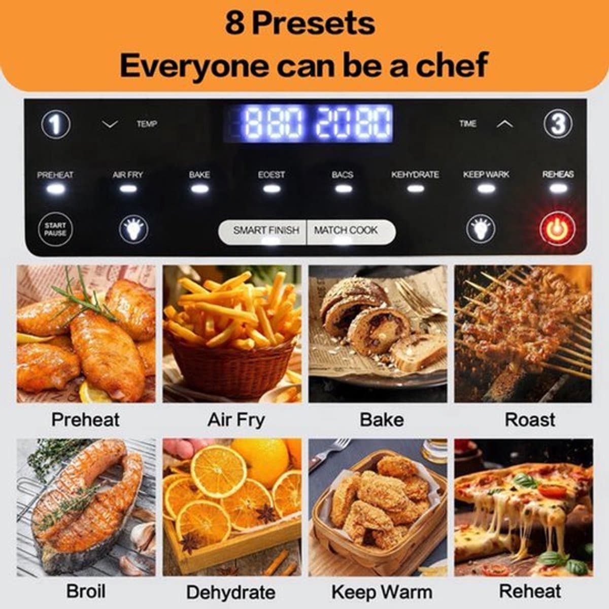 Heteluchtfriteuse – Airfryer - Airfryer Oven XXL - 12L - Dubbele Kookkamer Instelbaar - 2000W - 240V - 8 Voorgeprogrammeerde Programma's - LED Touchscreen - Kijkvenster - Zwart — afbeelding 1
