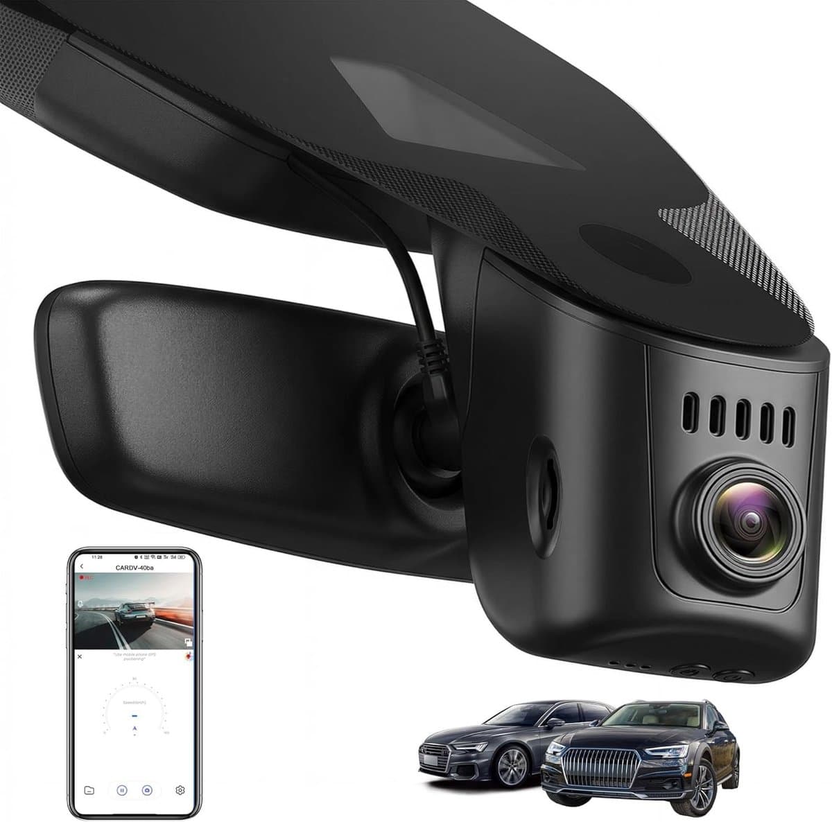 Dashcam voor auto - Zwart - 4K UHD 2160p Resolutie - WiFi en App Bediening - Met Nachtzicht en G-sensor — afbeelding 1