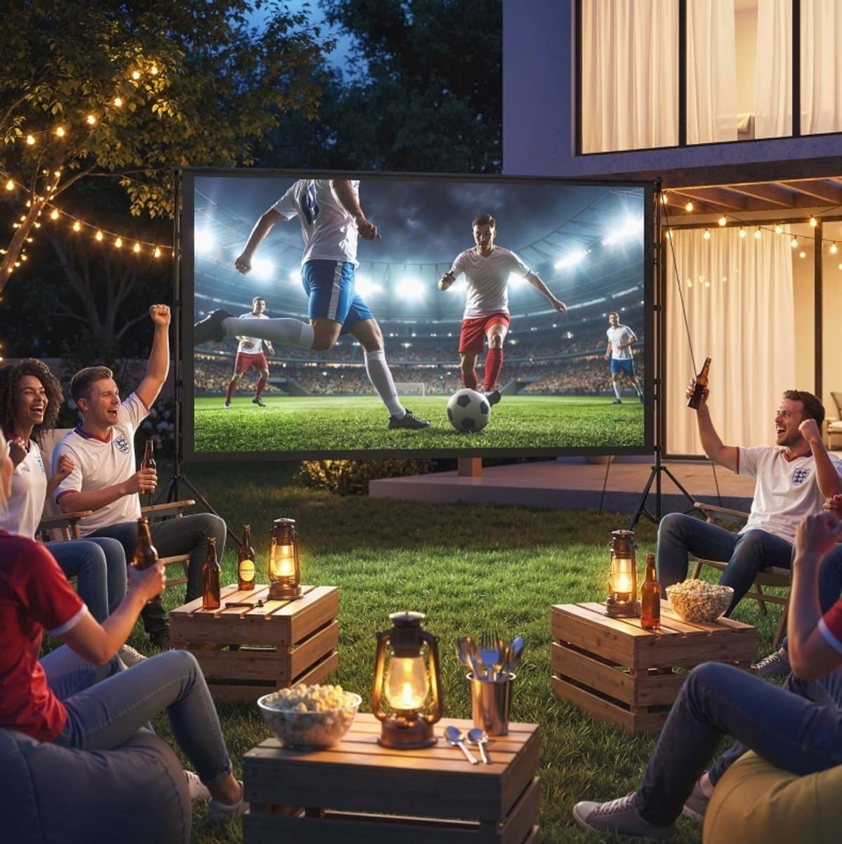COVREO Projectiescherm 120 inch 16:9 zwart polyester met standaard - dubbelzijdig - draagbaar — afbeelding 1