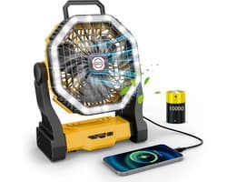 Draadloze Campingventilator met LED-lamp – Koele lucht en verlichting, waar je ook bent